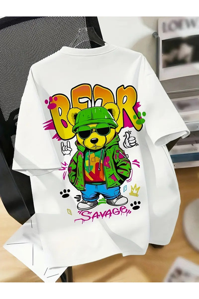 Alviora Μπλουζάκι Unisex Bear Bear με στάμπα Oversize