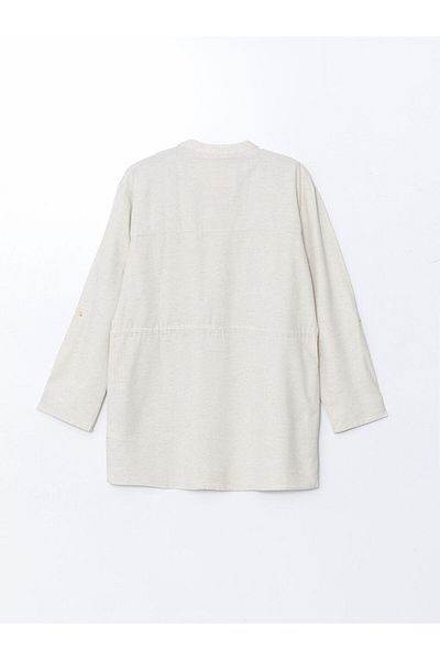 LC Waikiki Lcw Grace Beige Crew Neck Linen Blend Women's Tunic