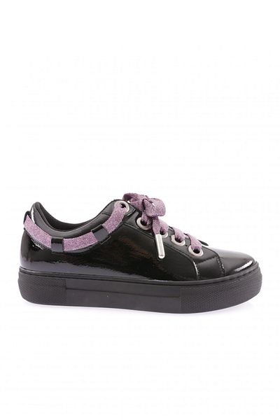 DGN Pantofi de damă cu șireturi cu șnur argintiu, fucsia, negru șifonat 99121097