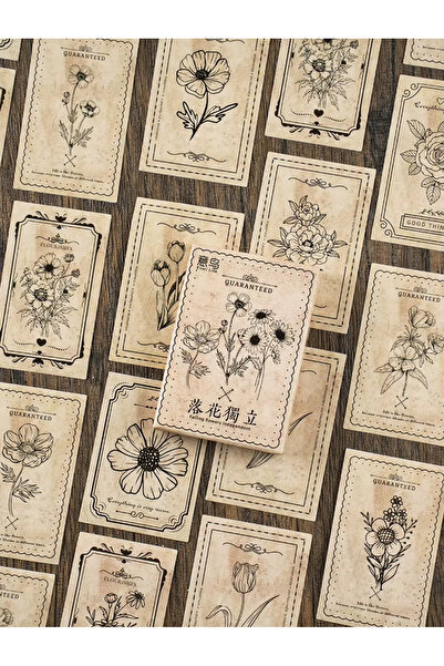 SF SCRAPBOOK KIRTASİYE Vintage Çiçek Sticker Seti 30 Parça Pul – Retro Tarz B...