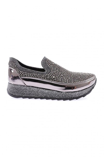 DGN Akt-05-23y Women's Sneakers - Thick Sole, Crystal Stone, Platinum Color