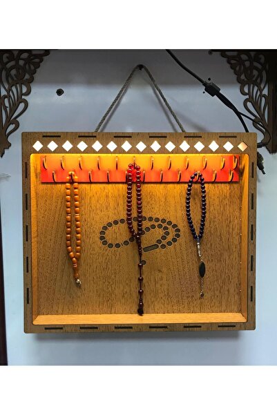 TechUp Desıgner Tesbih Dolabı Işıklı Tesbih Standı 23 Askılı