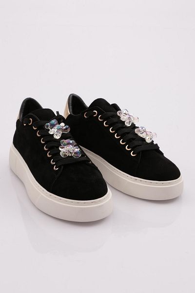 DGN Women's Black Suede Sneakers - 21143118