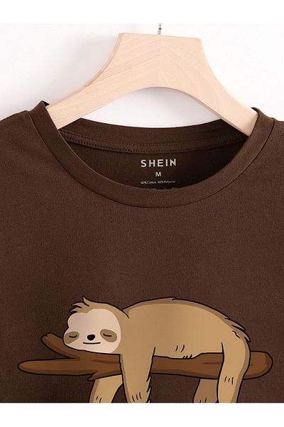 uyguntarz Unisex-T-Shirt mit Aufdruck „Affe schläft im Zweig“ in Übergröße