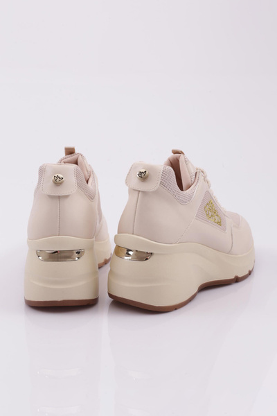 DGN 62158 Pantofi de damă cu talpă groasă, cu șireturi, bej