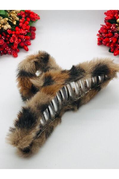 İnDerin دبوس شعر بمشبك من القطيفة على شكل ريش الفهد (قطعة واحدة)