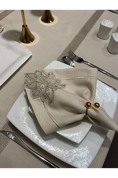 Zeren Home Γαλλική δαντέλα και Pico Wrap Λεπτομερής χαρτοπετσέτα παρουσίασης σερβιρίσματος 6 τεμαχίων