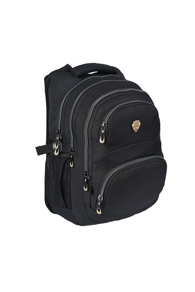 SYG Relaxion Junior High School 5 Compartments Waterproof Lined Fabric School Backpack 22Syg26-Black