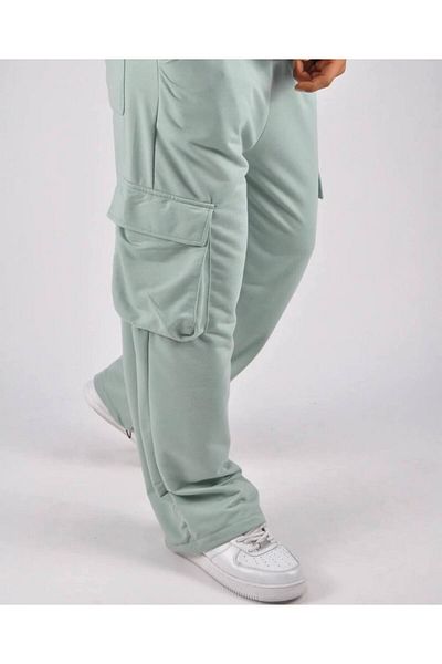 Superbluemexico Pantaloni largi unisex cu buzunar cargo