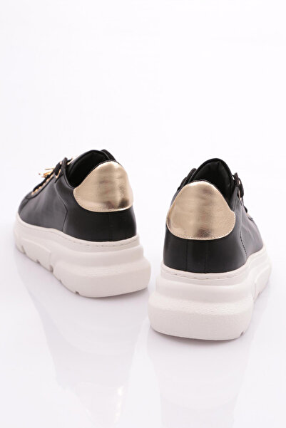 DGN Kadın Kalın Taban Arı Tokalı Sneakers Ayakkabı Siyah-beyaz 15299633118