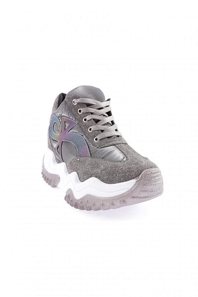 DGN Women's Mega Thick Sole Glitter Sneakers Shoes Gray 3632831