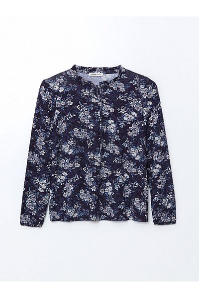 LC Waikiki Γυναικεία μπλούζα New Season Baglama Collared Floral - S5GL08Z8