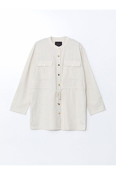 LC Waikiki Lcw Grace Beige Crew Neck Linen Blend Women's Tunic