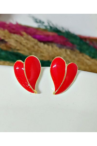 mos&more الصلب الأحمر المينا القلب الحب الأقراط النسائية
