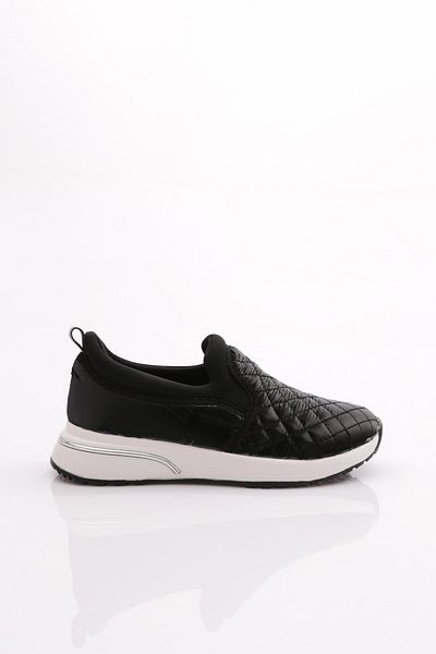 DGN Women's Diamond Patterned Sneaker Shoes Black White 51135105