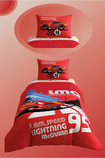Taç Lisanslı Disney Cars Full Speed Complete Tek Kişilik Uyku Seti + Yorgan + Yastık