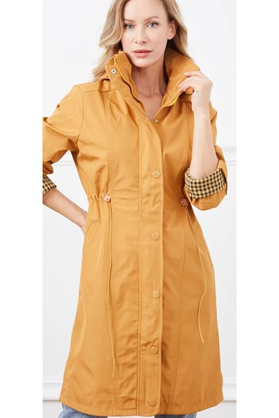 Allyz Mustard Hooded Trench Coat