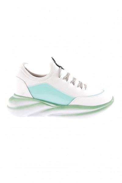 DGN Alb - 315 Pantofi pantofi cu șireturi pentru femei, cu talpă groasă, cu detaliu elastic, argintiu, verde