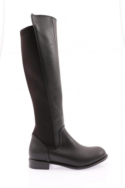 DGN Women's Back Stretch Side Zip Knee High Flats Boots Black 6122668