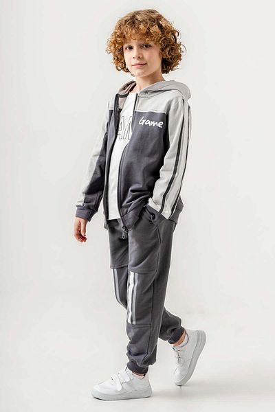 Gold Class Kidswear Zippered Hooded Double Pocket 3 Piece Boys Tracksuit Set