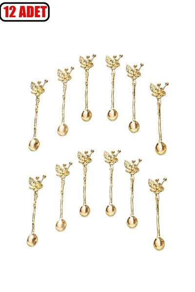 Evim Şahane 12 Pieces Japanese Rose Gold Teaspoon Set Coffee and Breakfast Gift Kitchenware