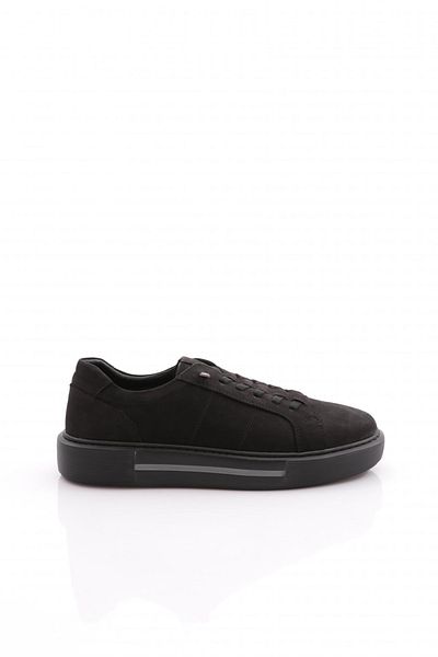 DGN Men's Rubber Detailed Flat Sole Sneakers Shoes Black Nubuck 261043616