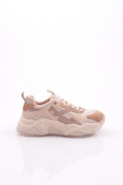 DGN Women's Lace-Up Thick Sole Sneakers Beige Roz 762483138