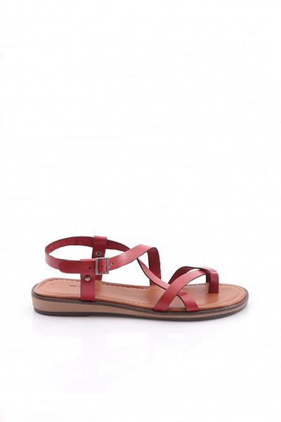 DGN Women's Flip Flops Sandals Genuine Leather Red 4122318