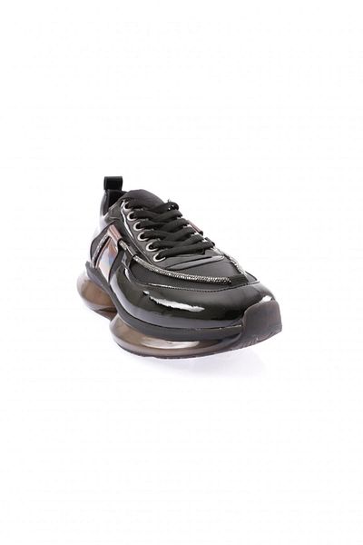 DGN 954-23Y Women's Thick Sole Silver Rope Stone Sneakers Shoes Black