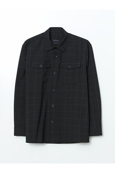 LC Waikiki Southblue Black Regular Fit Long Sleeve Plaid Men's Lumberjack Shirt
