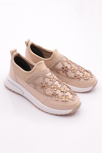 DGN Pantofi pantofi de damă cu flori cu detalii bej piele lacuită alb 51235105