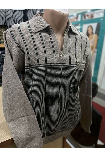 TCR Men's Knitwear Half Zipper Pocket Patterned Sweater