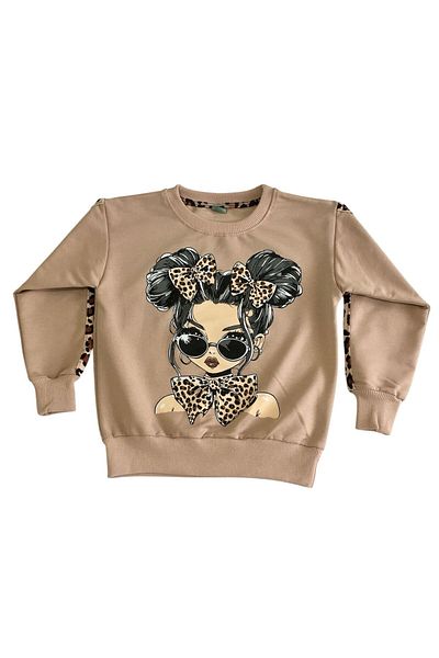 Arya Nisa Kids Girl's Leopard Striped Long Sleeve Seasonal Suit