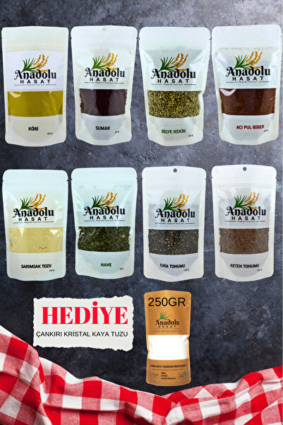 ANADOLU HASAT 8 Li Baharat Seti- Köri, Sumak, Bilye Kekik, Acı Pul Biber, Nan...