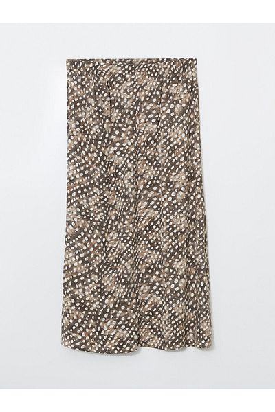 LC Waikiki Lcw Grace Beige Women's Elastic Waist Patterned Skirt