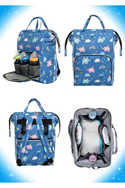 Happy Baby Queen Baby Bottle Thermos, Thermal Compartment, Liquid Proof, Stain-Proof, Elephant Patterned Baby Care Bag