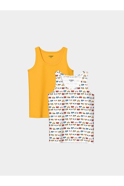 LC Waikiki Standard Fit 100% Cotton Combed Fabric Printed Baby Boy Undershirt Set of 2