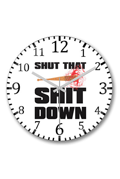 BASKI DÜNYASI Ceas de perete Negan Shut That Shit Down din sticlă autentică b...