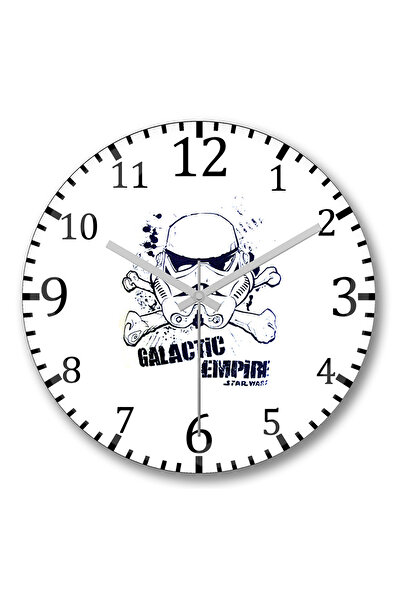 BASKI DÜNYASI ساعة حائط ستار وورز جالاكتيك إمباير من الزجاج الحقيقي المنحني