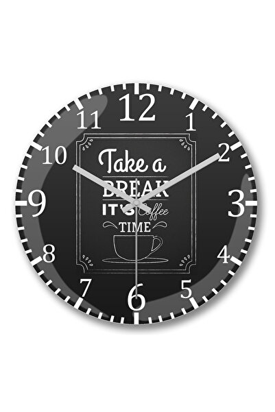 BASKI DÜNYASI Ceas de perete Coffe Take a Break it's Coffee Time din sticlă a...