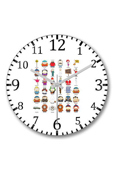 BASKI DÜNYASI ساعة حائط ساوث بارك من الزجاج الحقيقي المنحني