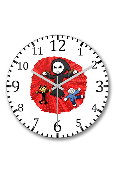 BASKI DÜNYASI Ceas de perete Toddyn Bendy Sans Puppet Red din sticlă de verit...