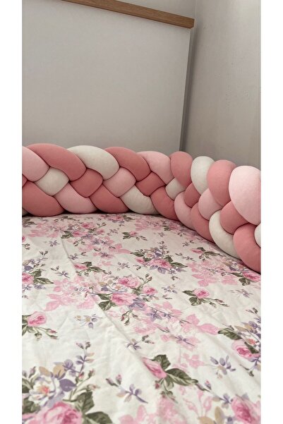 ısıklıtoplarrengarenk 540 cm 4 Knitted Crib Protection Color: Powder Rose, Powder Pink, Off White