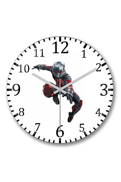 BASKI DÜNYASI ساعة حائط Homem Formiga Voando من الزجاج الحقيقي المنحني