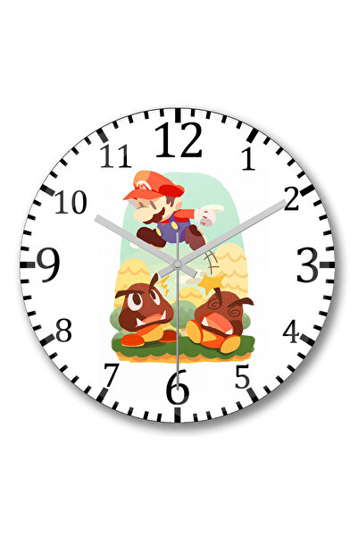 BASKI DÜNYASI ماريو جومو في ساعة حائط Goombas من الزجاج الحقيقي المنحني