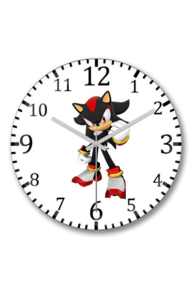 BASKI DÜNYASI Shadow the Hedgehog Sonic Duvar Saati Bombeli Gercek Cam