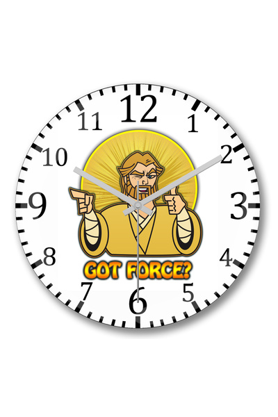 BASKI DÜNYASI ساعة حائط ستار وورز جوت فورس من الزجاج الحقيقي المنحني