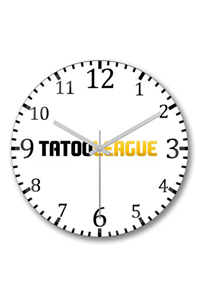 BASKI DÜNYASI Ceas de perete cu logo Tatooleague, negru, din sticlă autentică