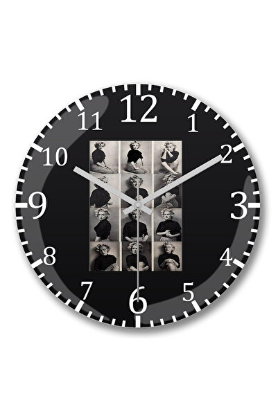 BASKI DÜNYASI مارلين مونرو 9 ساعة حائط من الزجاج الحقيقي المنحني