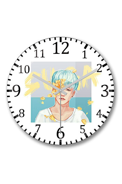 BASKI DÜNYASI Ceas de perete BTS Suga din sticlă autentică bombată